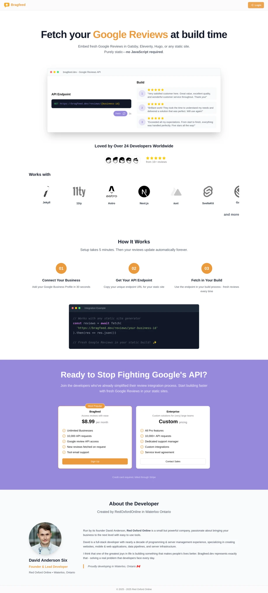 A screenshot of BragFeed.dev